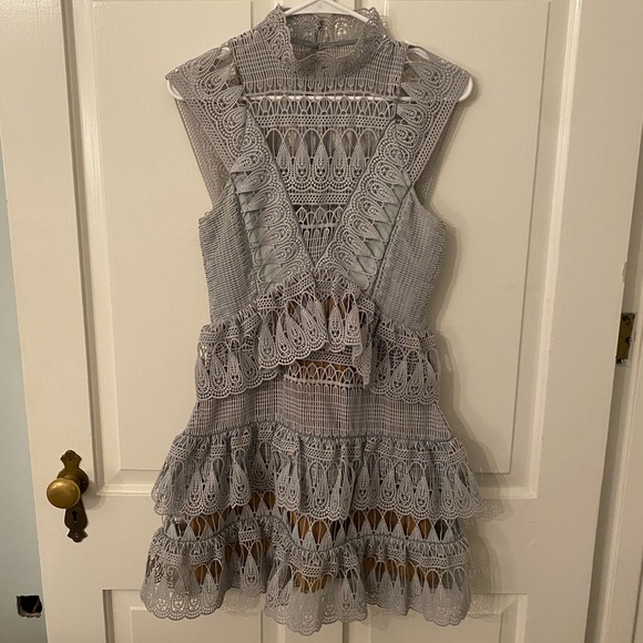 Self Portrait Teardrop Guipure Lace Mini Dress - Picture 8 of 10